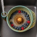 Ceramic Vortex Berry Washing Bowl | Teal & Brown Glaze