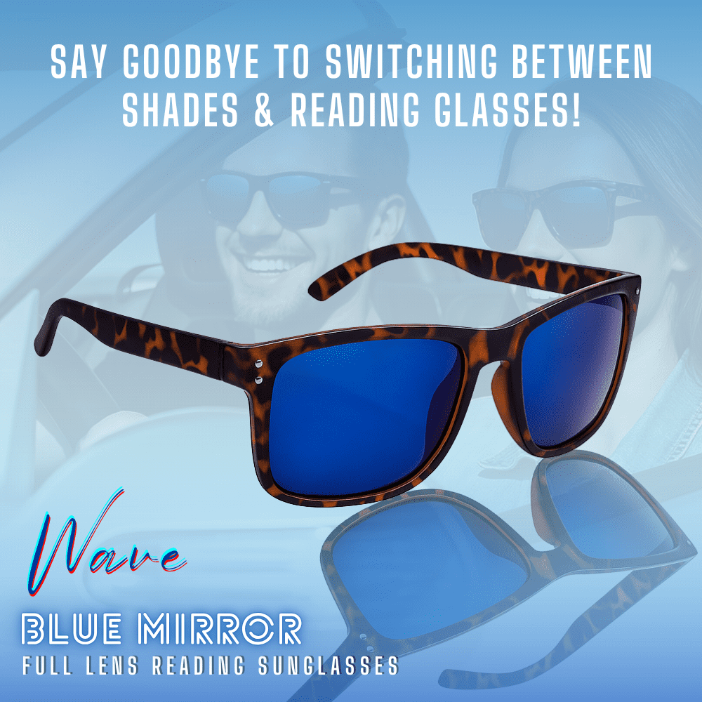proSPORT Reading Sunglass Reader Horn Rimmed Browline Blue Mirror 2 Pairs Men Women NOT BIFOCAL - Reading Sunglasses