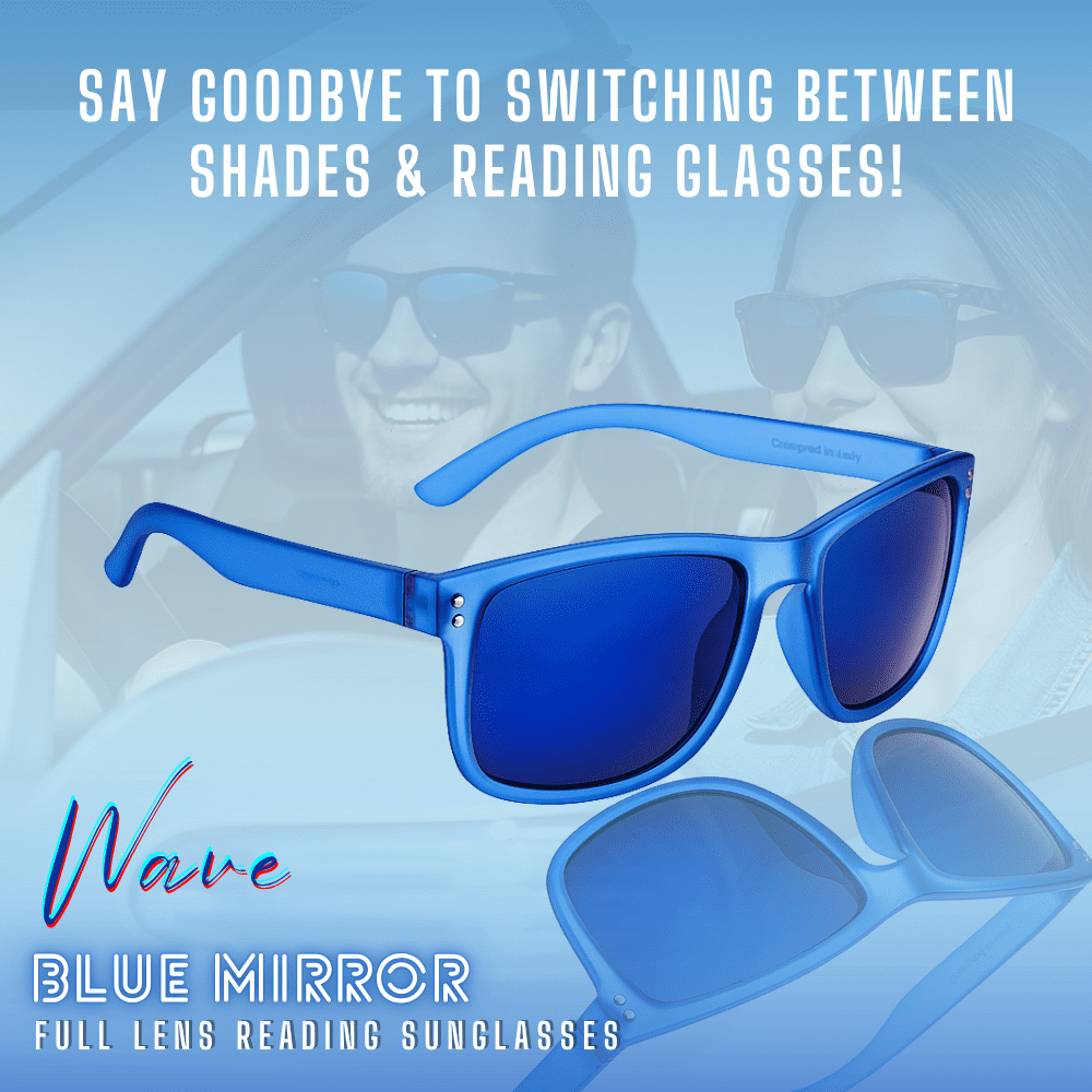 proSPORT Reading Sunglass Reader Horn Rimmed Browline Blue Mirror 2 Pairs Men Women NOT BIFOCAL - Reading Sunglasses