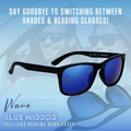 proSPORT Reading Sunglass Reader Horn Rimmed Browline Blue Mirror 2 Pairs Men Women NOT BIFOCAL - Reading Sunglasses